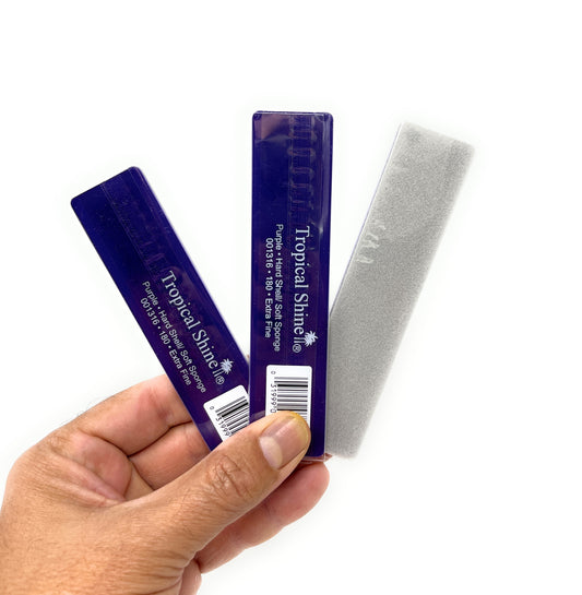 Tropical Shine Purple 180 Grit Antibacterial Nail Files Hard Shell & Soft Sponge Nail Supplies Nail Filer  3 Pcs.