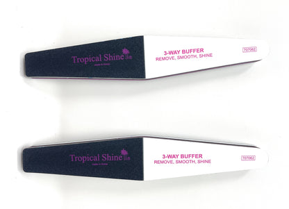 Tropical Shine Angled 3 Way Nail Buffer Nail Salon Boards Nail File Nail Care For Natural Shine 2 Pc.