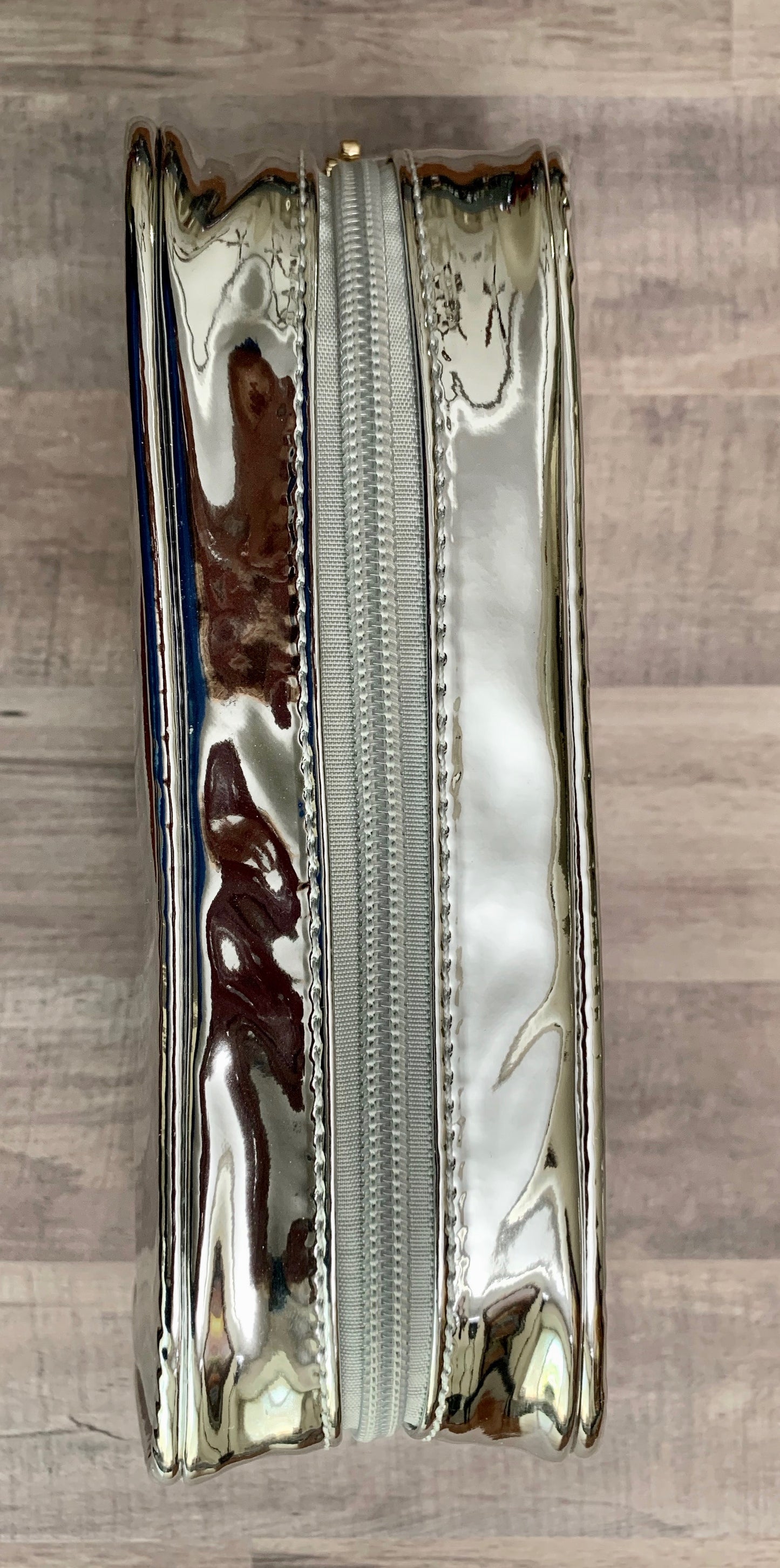 Travel Makeup Bags Cosmetic Bag Make Up Toiletry Bag Makeup Organizer Bag Metal Silver 1 Pc.