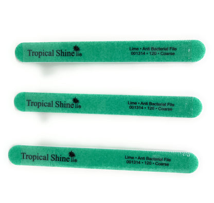 Tropical Shine 120 Grit Washable Disinfectable Nail File Nail Boards Anti Bacterial Finger Files Toe Files Lime 3 Pc.