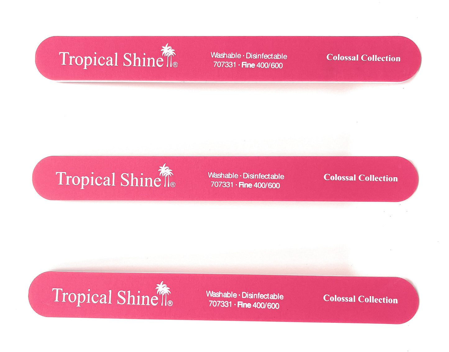 Tropical Shine Colossal Nail File 400/ 600 Fine & Extra Fine Grits Dual Sided Emery Boards Cushion Salon Board Pink 3 Pcs.