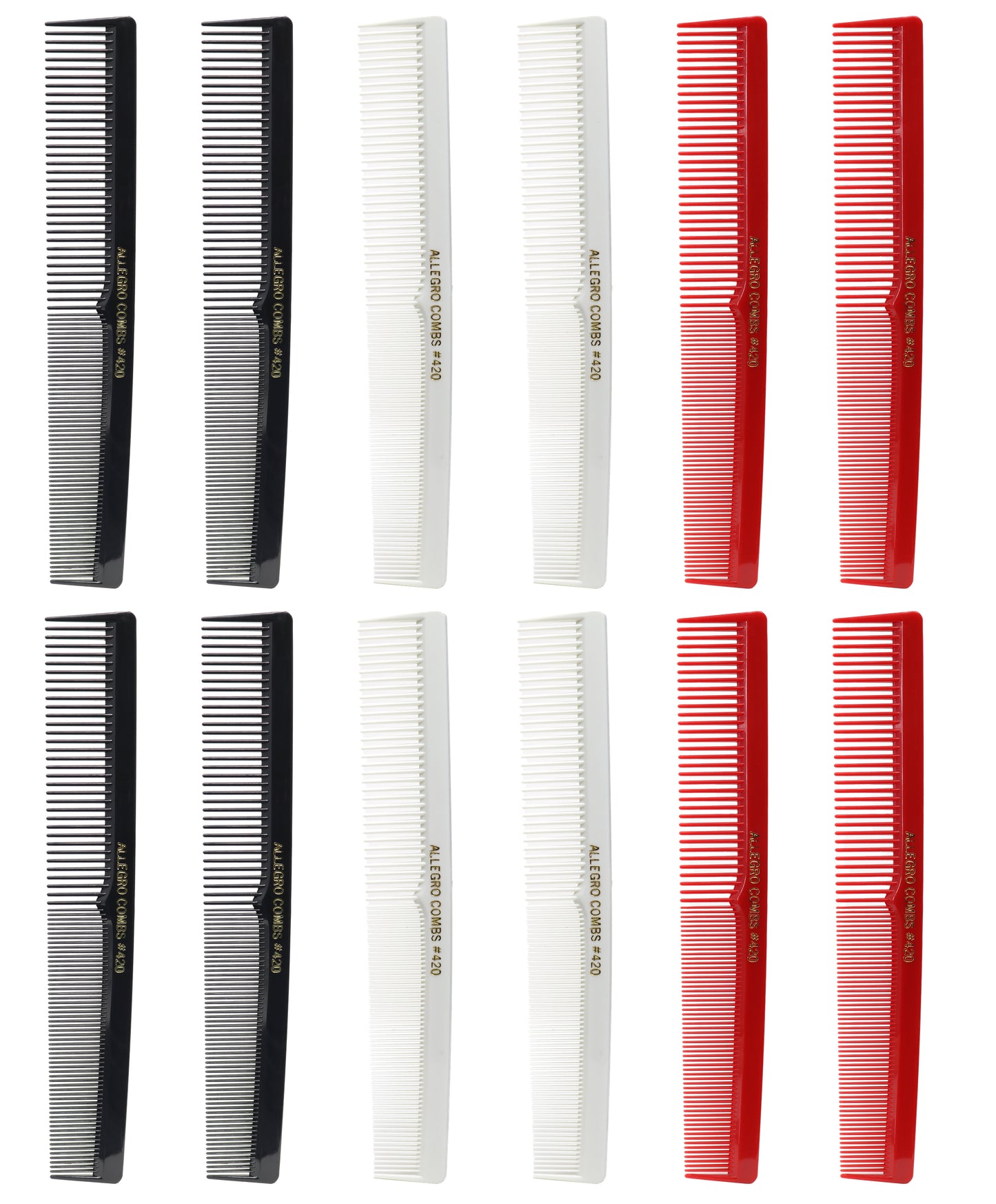 Allegro Combs 420 Barber Comb Comb Set Hair Cutting Combs Pocket Comb Combs for Hair Stylist Styling Comb 12 pk.
