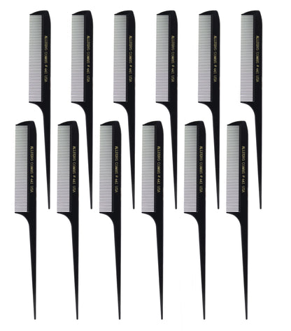 Allegro Combs 441 - 8.5" Rat Tail Combs for Braiding & Parting, Fine Teeth, Set of 12