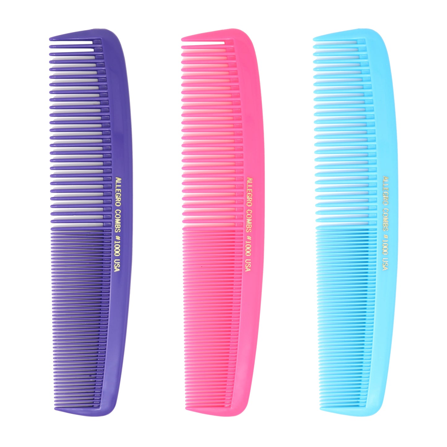 Allegro Combs 1000 X-Large Styling Comb Hair Cutting Barber Stylist Combs All Purpose Wide And Fine Tooth Made In The USA