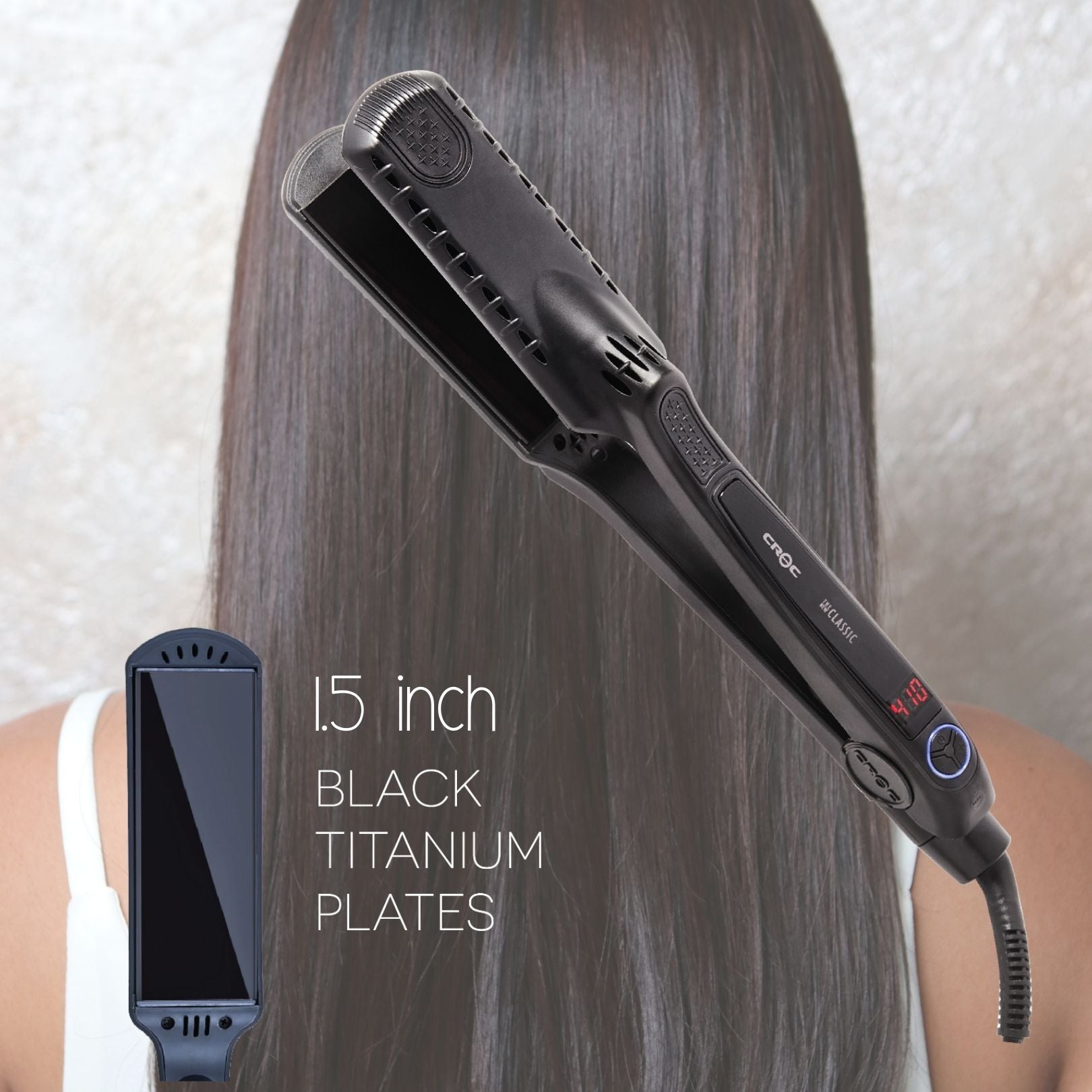 CROC Flat Iron Hair Straightener Floating Plates Dual Voltage Heats Allegro Beauty Store