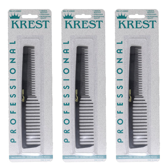Krest 6000 Teasing Combs Lift Vent Hair Combs Pack Space Tooth Wide teeth Comb 3 Pc.