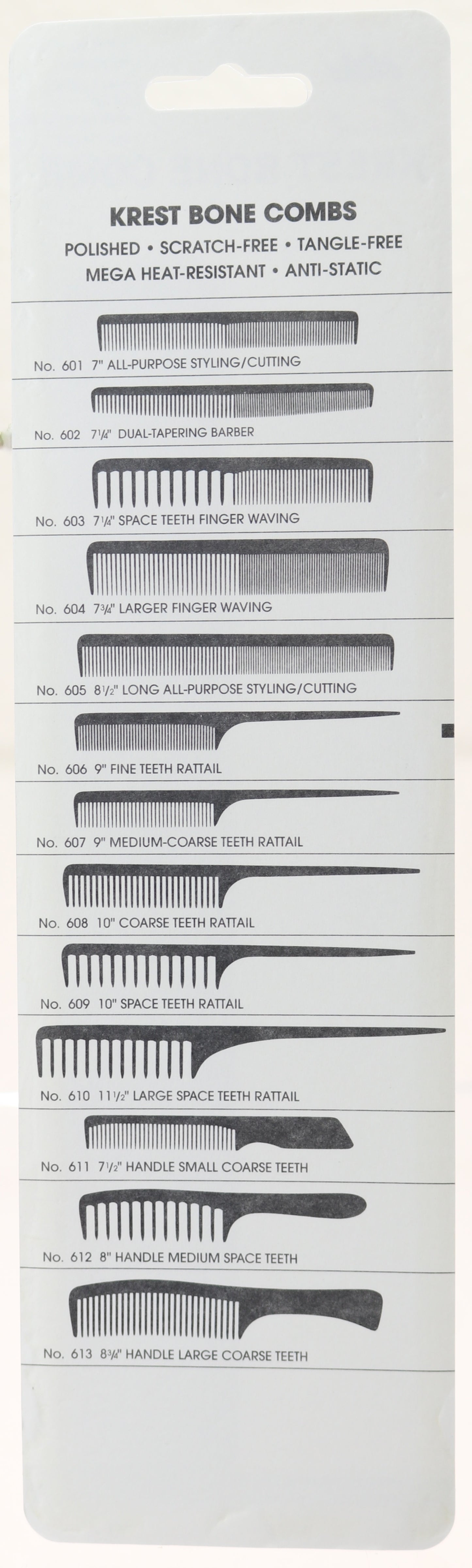 Krest Bone Comb 8-1/2 In. Heat Resistant Comb. Stylist Combs. Flat Iron Comb