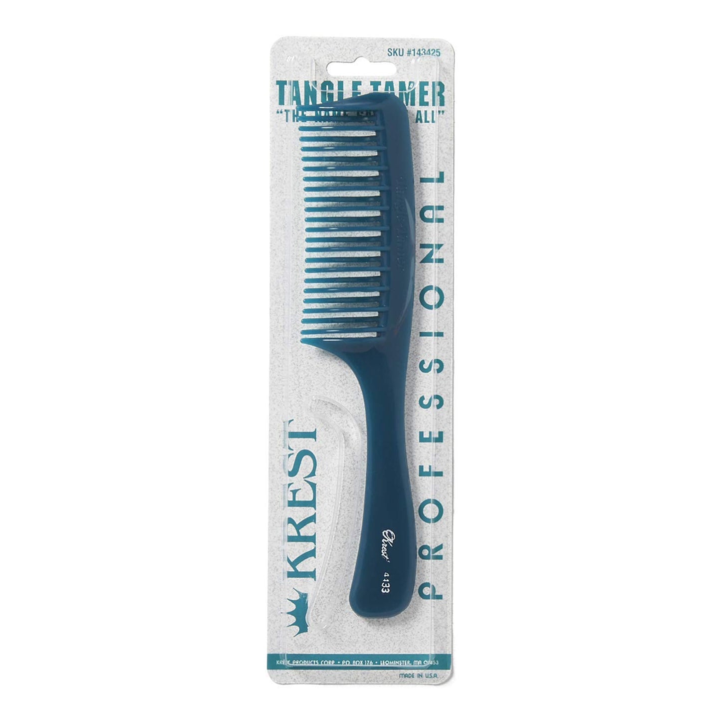 Krest Combs Teal Tangle Tamer Curved Tooth Comb Shampoo Comb Wide Curved Tooth With Handle