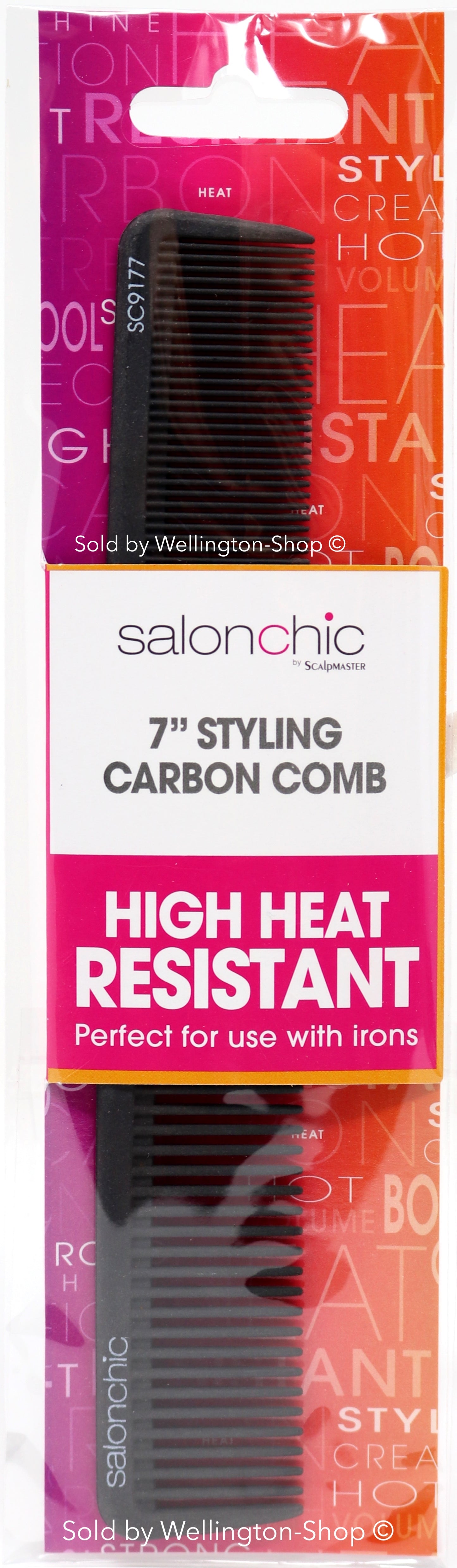 7 In. Salonchic Hight Heat Resistant Carbon Comb. Hair cutting Comb.