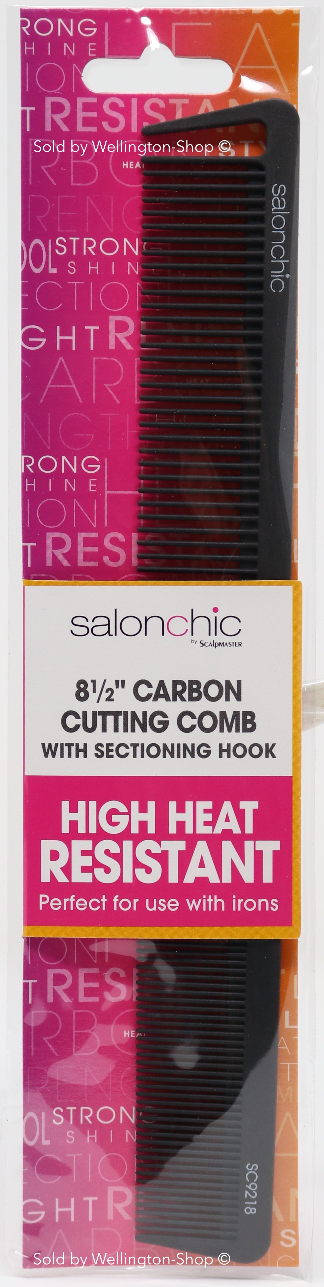 Salonchic 8.5 Inch High Heat Resistant Carbon Comb. Hair Cutting Comb. 1 pc.