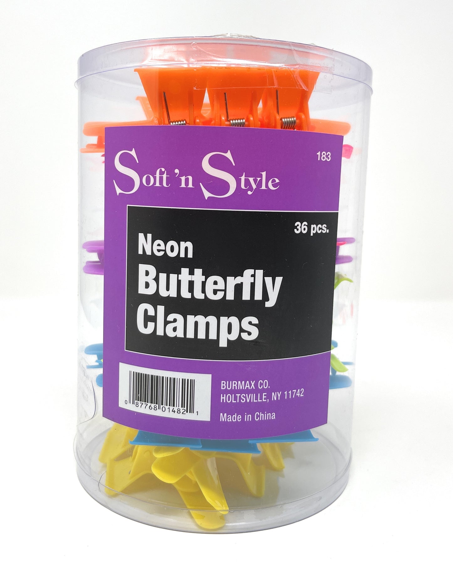 Soft’n Style Neon Butterfly Hair Clips – 36-Pack