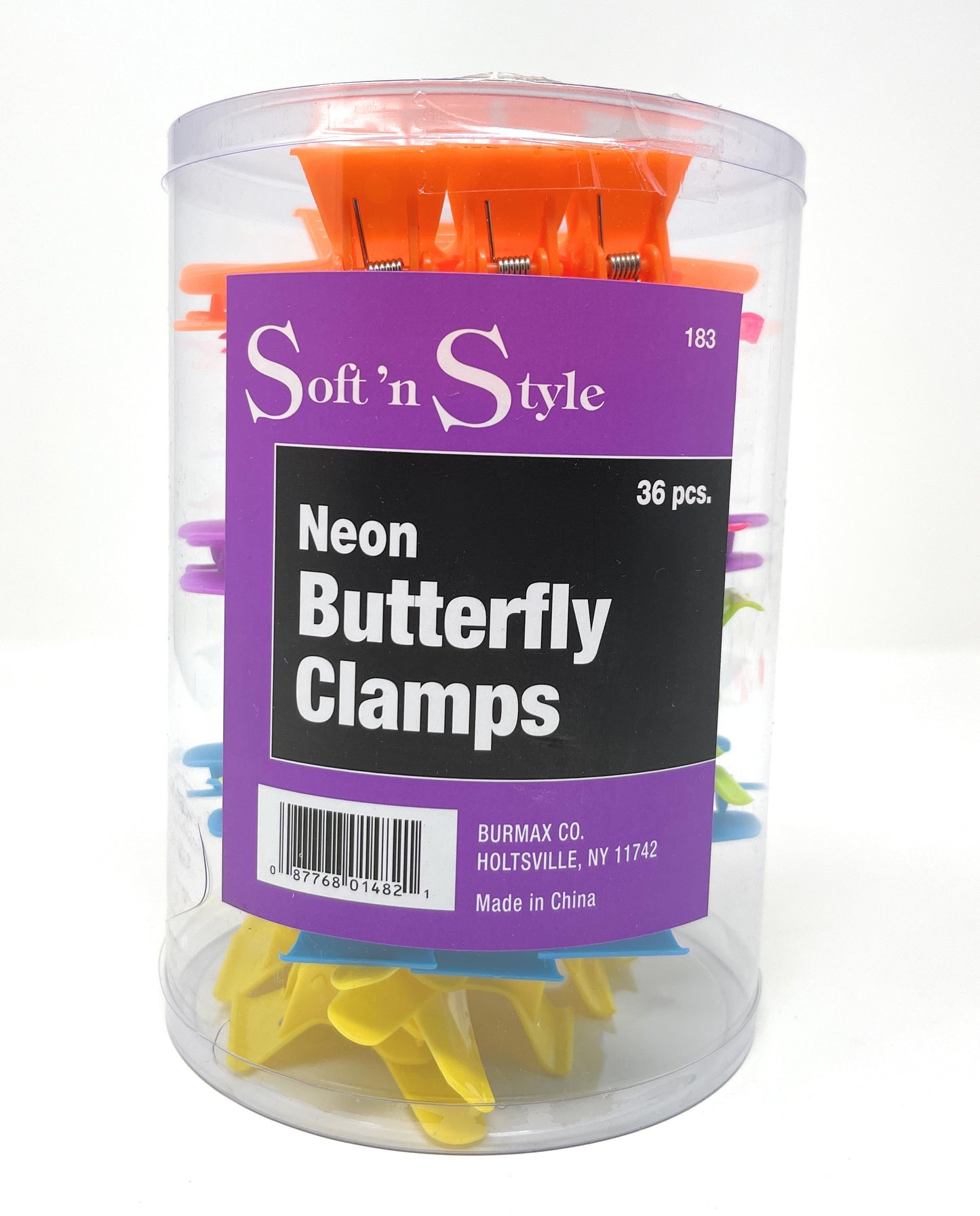 Soft’n Style neon Butterfly hair clips clamps for styling sectioning 36 Pieces.